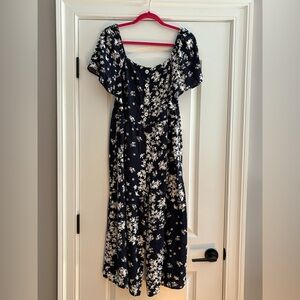 Luxology Floral Navy and White Jumpsuit
